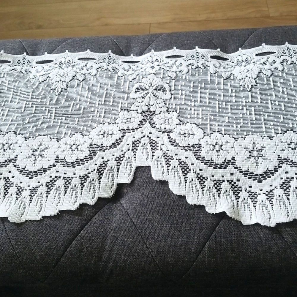Long White Lacey Curtain Panel 96x12